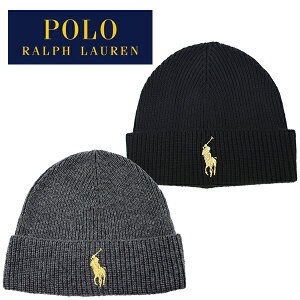 ポロ ラルフローレン ニット帽 ニットキャップ ビーニー Polo Ralph Lauren GOLD BIG PONY CUFF HAT (ブラック/ネイビー/グレー/ブラウン/キャップ/帽子/スキー/スノーボード/メンズ/レディース/メール便）
