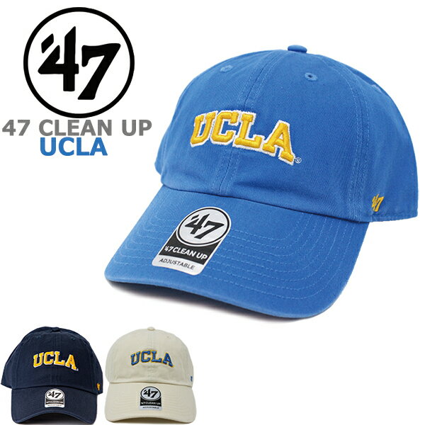 47 Brand フォーティーセブンブランド カレッジ キャップ 47 CLEAN UP NCAA クリーンアップ UCLA カリフォルニア大学ロサンゼルス校 University of California, Los Angeles (Bruins/ブルーインズ/ネイビー/ブルー/ホワイト/ゴルフ/フットボール/メンズ/レディース）