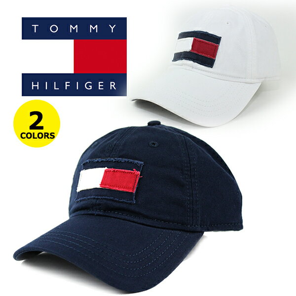 トミー ヒルフィガー キャップ TOMMY HILFIGER ダッドハット BIG FLAG CAP (ローキャップ/ホワイト/ネイビー/帽子/ゴルフ/テニス）
