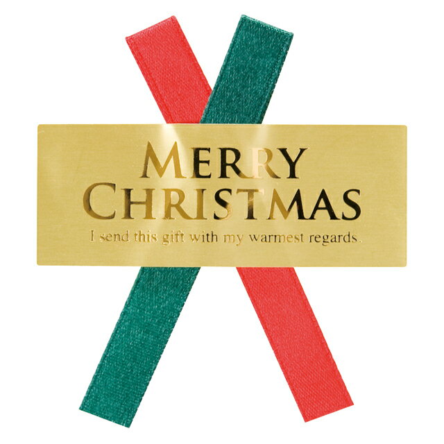 楽天PUICKクリスマスダブルリボンシール・1枚/クリスマスのラッピングの必需品シール・イベントやお友達に送るプレゼントに/GIFT-XWR-1S