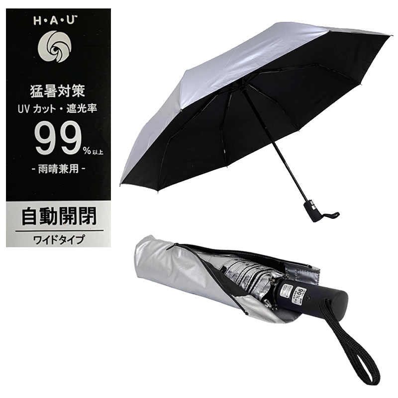 楽天PUICK送料無料 あす楽 日傘 雨晴兼用 折りたたみ傘 59cm メンズ 紳士 UVカット 自動開閉 男性用日傘 通勤 通学 男女兼用 スポーツ レジャー 大きめ 日傘 日焼け対策 熱中症 暑さ対策 スポーツ観戦 雨具 6689295-1000290805915