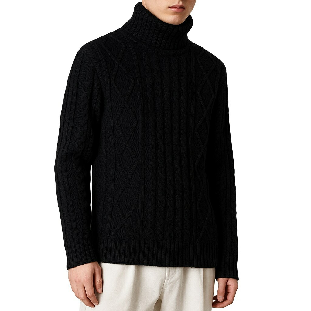 在庫処分SALE 送料無料 ニット メンズ レディース セーター ケーブルニット 総アラン編み タートルネック 大きいサイズ S M L XL シンプル 男女兼...