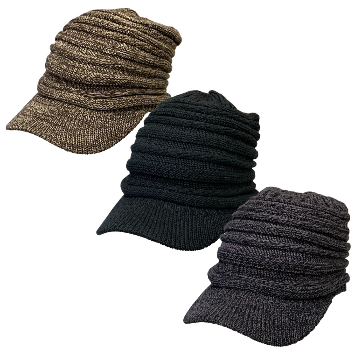 在庫限り 送料無料 帽子 キャップ コットンハイゲージプリーツニットタム 伸縮性あり メンズ 男性 レデ..