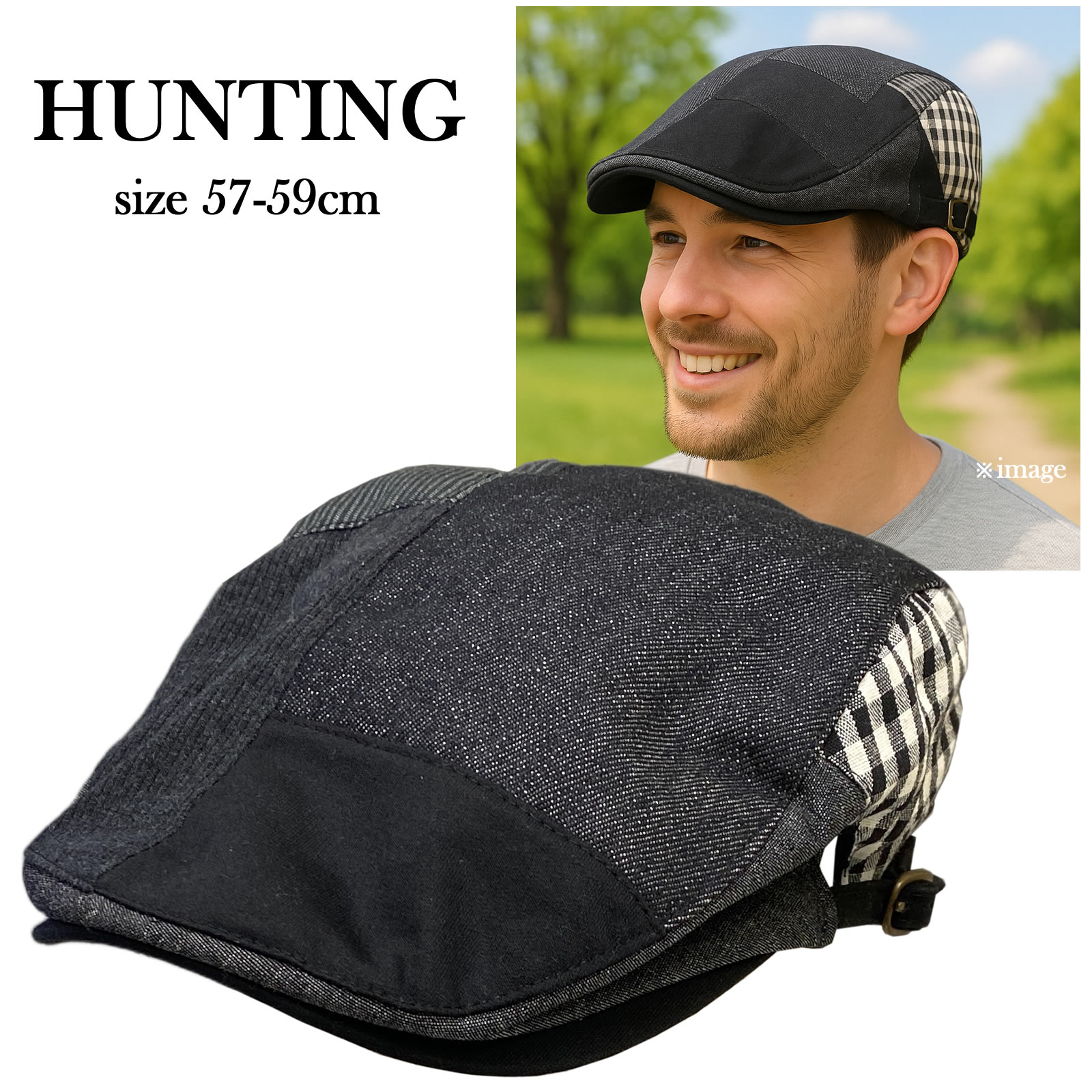 送料無料 春夏 ハンチング メンズ 57-59cm 在庫限り SSクレイジーパターン メンズ レディース兼用 軽量