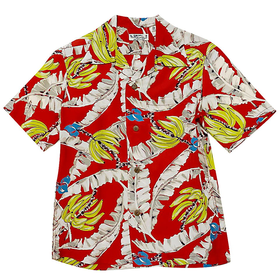 SS36023 "BANANA LEAVES & FLOWERS" Red SUN SURF