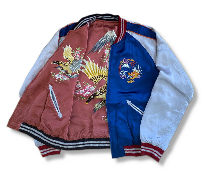 TT15277-125 / 1950s Style Acetate Souvenir Jacket “KOSHO & CO.” Special Edition “JAPAN MAP” × “CHERRY BLOSSOMS & EAGLE” (HAND PRINT)