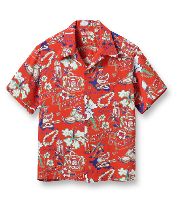 SS38792 / RAYON HAWAIIAN SHIRT “STATE OF HAWAII”