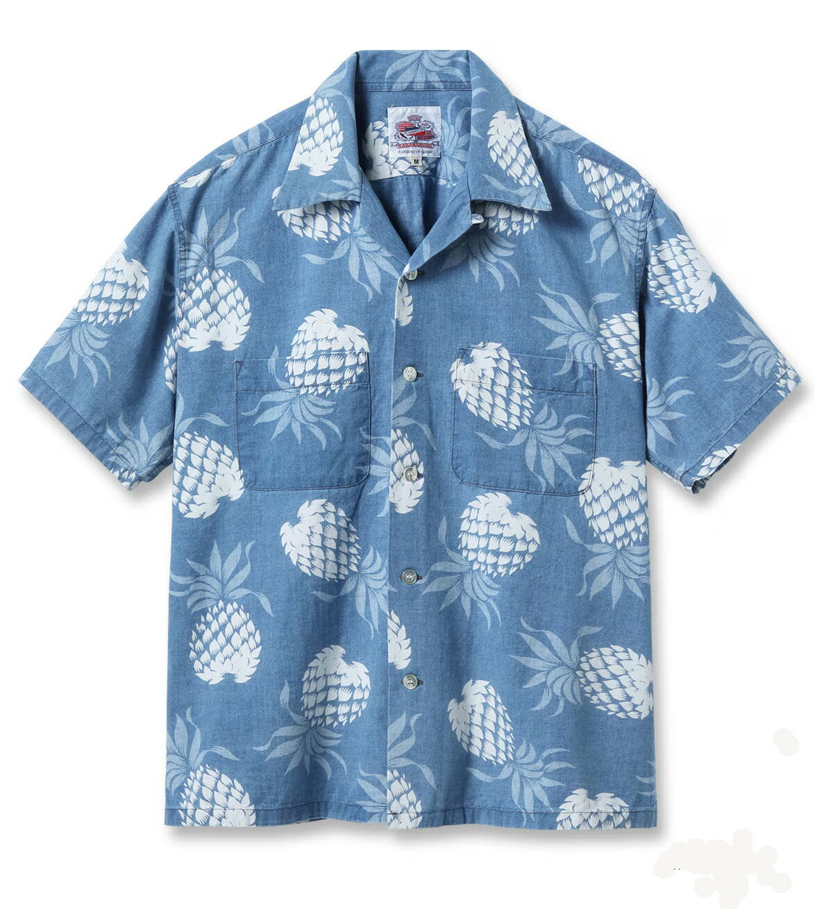 DK39641 / DUKE KAHANAMOKU INDIGO COTTON HAWAIIAN SHIRT “DUKE'S PINEAPPLE”