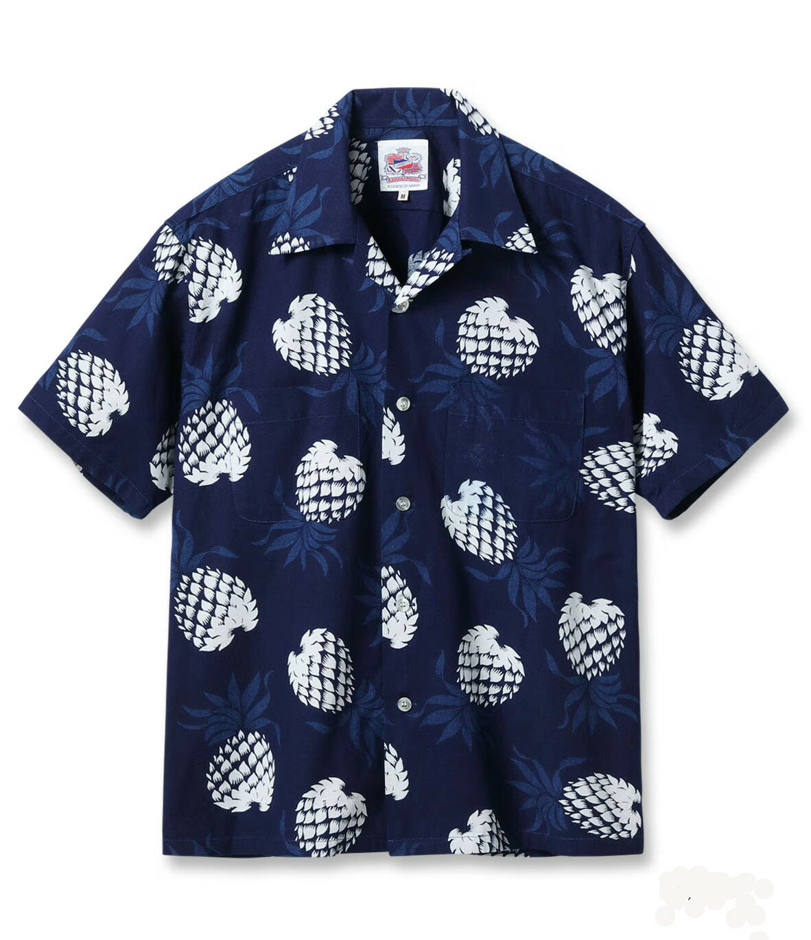 DK39641 / DUKE KAHANAMOKU INDIGO COTTON HAWAIIAN SHIRT “DUKE'S PINEAPPLE”