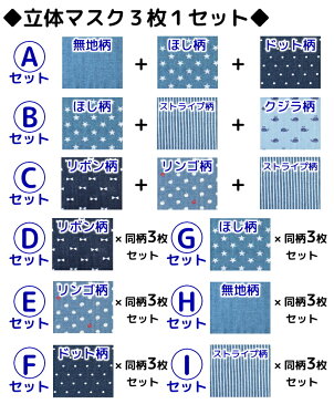 【在庫あり】 マスク (子供 赤ちゃん) 立体 ( ダブルガーゼ / デニム 風 / 3枚セット ) 選べる 2サイズ | 洗える 子ども キッズ ベビー 星柄 ドット 花粉 給食当番 小学校 保育園 幼稚園 通園 通学 小学生 幼児 乳児 女の子 男の子 キッズマスク 洗濯 入学準備 入園準備