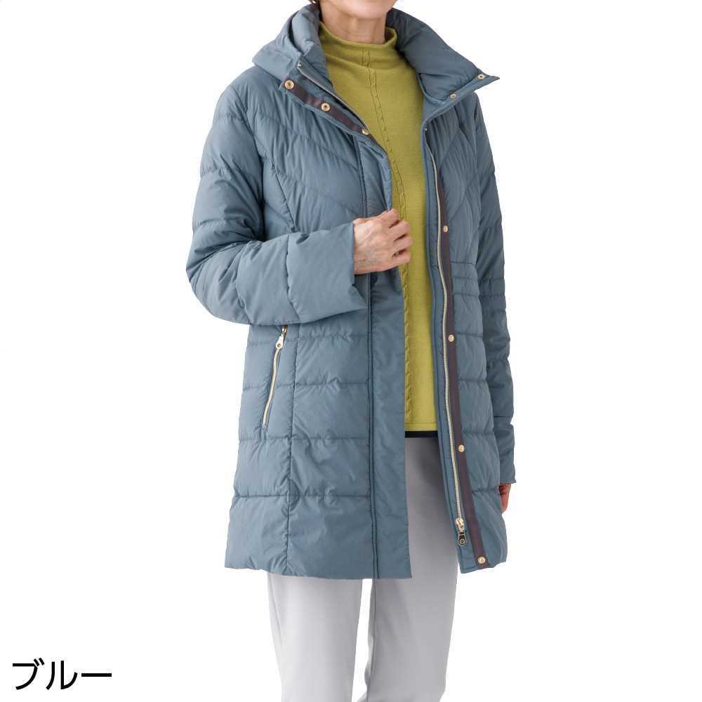 【送料無料】楽伸びストレッチダウンコート(婦人) M・L・LL グレージュ・ブルー 秋冬 プレゼント ...