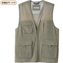 【送料無料】【全3色/3サイズ展開】麻混楊柳多機能ポケットベスト(紳士) M・L・LL カーキ・ネイビー・ブラック 春夏 プレゼント ギフト 誕生日 父の日 敬...