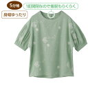 【送料無料】【全2色/3サイズ展開】5分袖前後飛び刺繍Tブラウス(婦人) M・L・LL ベージュ・セージ 通年 オールシーズン プレゼント ギフト 誕生日 母の...
