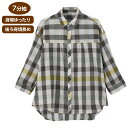 【送料無料】【全2色/2サイズ展開】7分袖強撚格子柄シャツブラウス(婦人) M・L グリーン・パープル 春夏 プレゼント ギフト 誕生日 母の日 敬老の日 還暦...