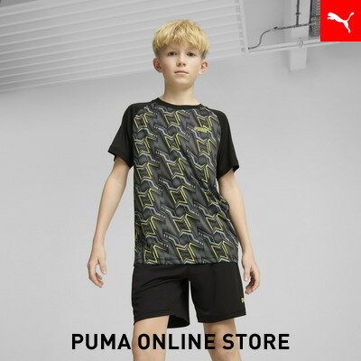 『ポイント20倍 3/25 0:00〜3/25 23:59』【公式】PUMA プーマ ジャージ セットアップ キッズ 【ボーイズ TAD ESS ポリ AOP Tシャツ & ショーツ 上下セット 120-160cm】のサムネイル