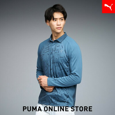 PUMA - メンズ ゴルフ シャドウキャット グラフィック 長袖 ポロシャツ メンズ