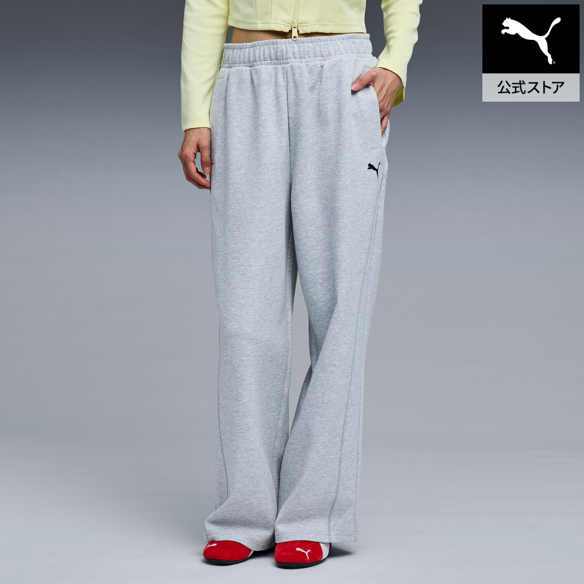 乐天商城 - 『ポイント20倍 4/14 0:00〜4/16 01:59』【公式】 プーマ PUMA ユニセックス ワイド ストレート スウェットパンツ エンブロイダリー キャット CREW SWEAT EMBROIDERY PANTS メンズ レディース