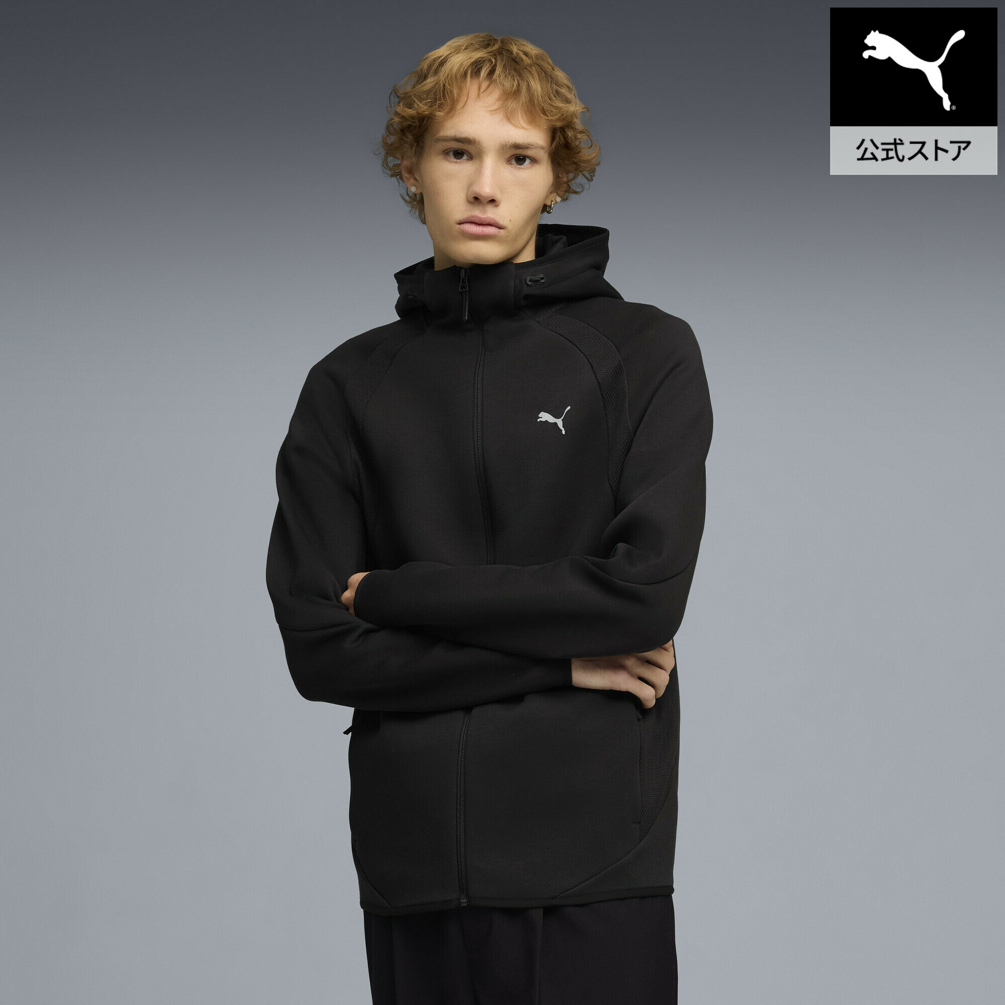乐天商城 - 『ポイント20倍 4/29 0:00〜5/6 23:59』【公式】 PUMA プーマ メンズ エヴォストライプ フルジップ フーディ EVOSTRIPE FZ Hoodie メンズ