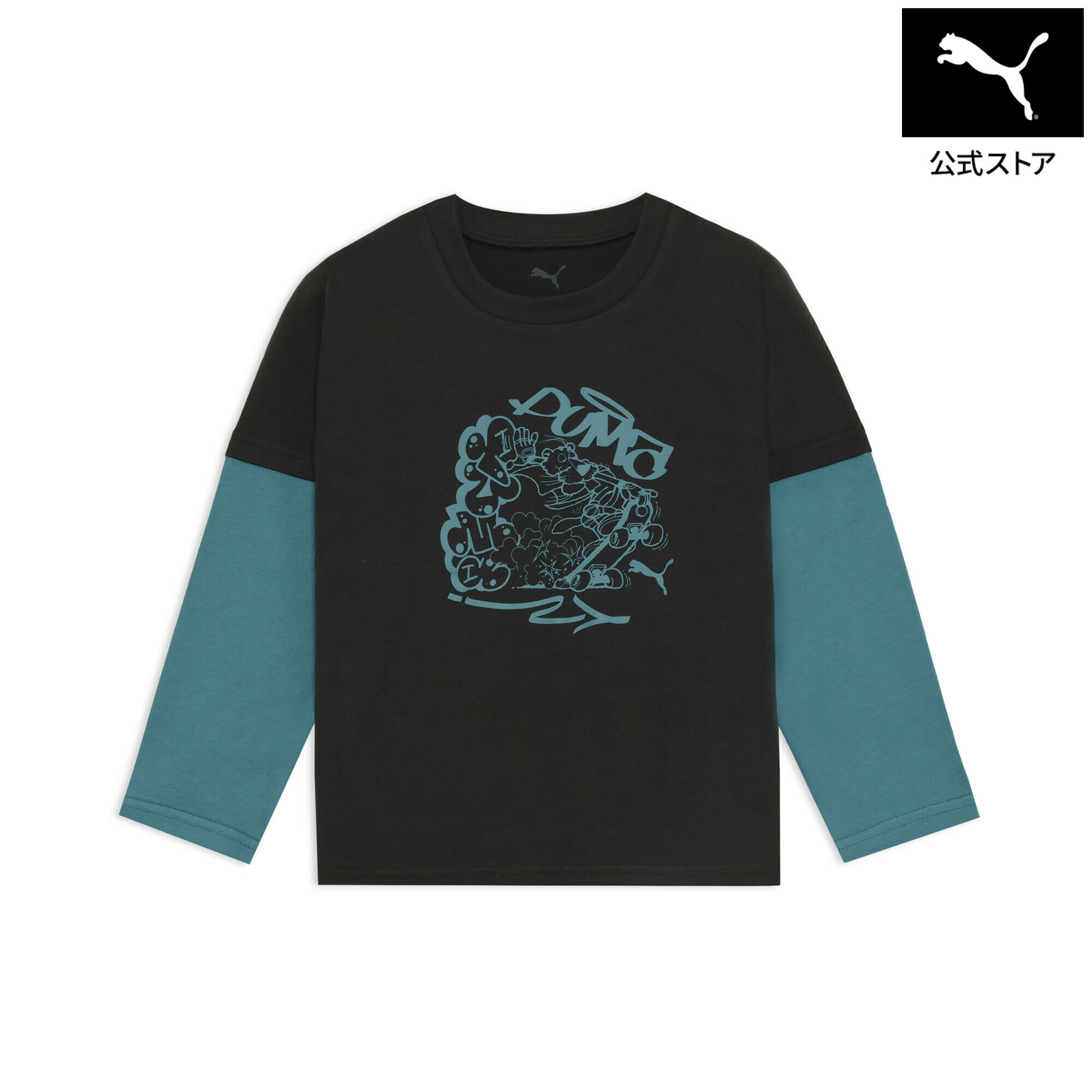 乐天商城 - 『ポイント20倍 4/24 0:00〜4/25 01:59』【公式】 PUMA プーマ ボーイズ ミッド90S グラフィック 長袖 Tシャツ 120-160cm MID90S GRAPHIC LS TEE キッズ