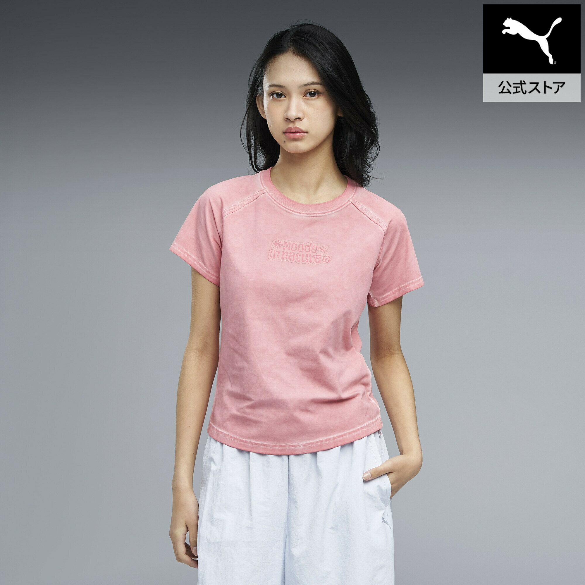 乐天商城 - 【公式】 PUMA プーマ ウィメンズ ムーズイン ネイチャー ウォッシュド 半袖 Tシャツ MOODS IN NATURE TEE washed W レディース
