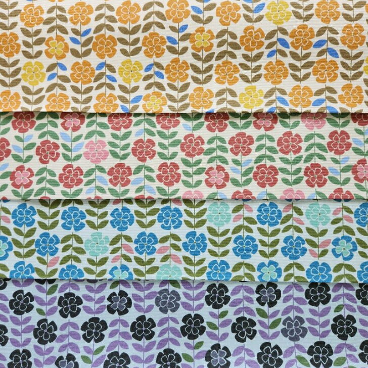 当店オリジナル♪【1mカット生地】オックス生地☆シンメトリーカラー花柄☆〜4color〜2024
