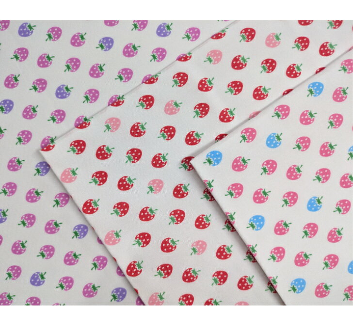 当店オリジナル♪【1mカット生地】生地幅91cmブロード生地☆ミニいちご柄☆～3color～