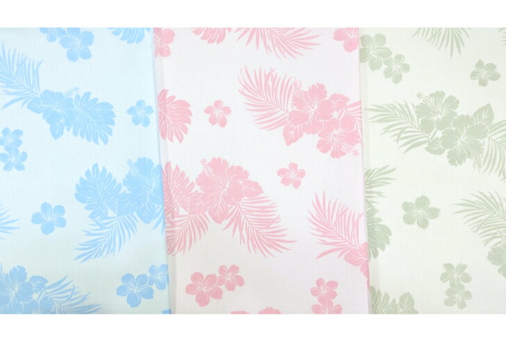 【1mカット生地】TCバチスト生地☆ハイビスカス柄～3color～