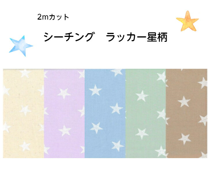 【2mカット生地】シーチング生地☆ラッカー星柄入園入学/バッグ/巾着/インテリア/小物