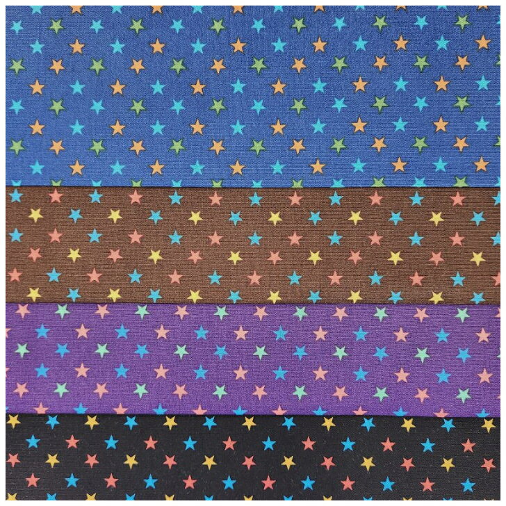 Cotton （Patterned Cloth） - 当店オリジナル♪【1mカット生地】オックス生地カラフル星柄☆ダークカラー〜4color〜