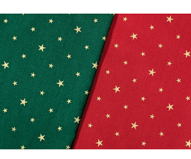 当店オリジナル柄♪ シーチング生地【30cm以上から10cm単位カット対応】クリスマス☆ゴールド星柄～2color～