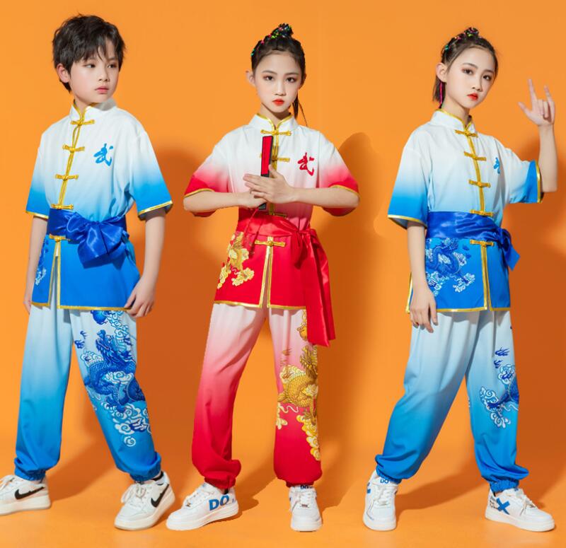 キッズ子供服 太極拳専門服 キッズジュニア 大人 カンフー 武術 チャイナ風 上下セットアップ コート パンツ 練功服 子ども 中華風 運動服 着心地いい グラ...