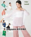 レディース ダンスウェア ヨガウェア 社交ダンス トップス Tシャツ 古典舞踊 シースルー クルーネック ピラティス リラックス パワーヨガ レッスンウェア 練...