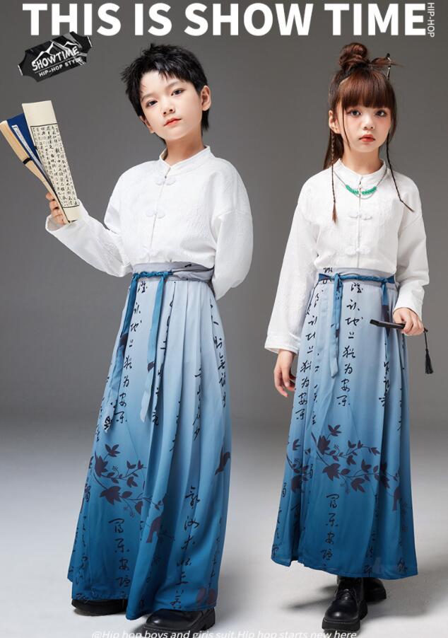 コスプレ衣裳 キッズ子供服~ジュニア ダンス衣裳 チャイナ風 唐装漢服 カンフー武術 練功服 上下セット..