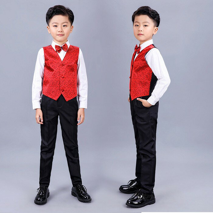ステージ衣装 ベスト スーツセット 子供 キッズ 礼服 1~3点セットアップ 男の子 フ...