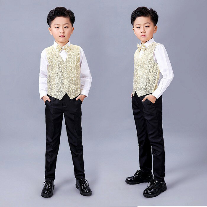 ステージ衣装 ベスト スーツセット 子供 キッズ 礼服 1~3点セットアップ 男の子 フ...