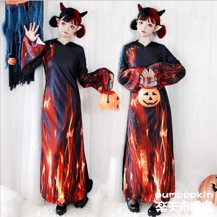 樂天商城 - ハロウィン 仮装 魔女 巫女ウィッチ コスプレ 衣装 大人 レディース ロング丈 フード付きワンピース 悪魔 死神 火炎 地獄 幽霊 デビル コスチューム コスプレ変装 パーティー 余興 イベント 学園祭 文化祭 演出服 cosplay 黒 ブラック M L XL