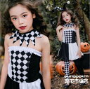 ハロウィン 仮装 道化師 コスプレ 衣装 4点セット 子供 キッズ 女の子 切り替え ワンピース パンツ 髪飾り 首飾り付き ピエロ コスチューム コスプレ変装...