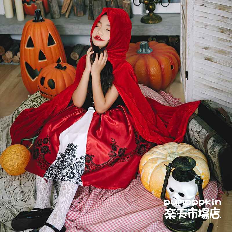 ハロウィン 仮装 赤ずきん 魔女 コスプレ 衣装 セット 2点セット 子供 キッズ 女の子 ヴァンパイア レッド ひざ下丈 ワンピース マント付き 帽子付き 可愛い コスチューム 仮装 衣装 ドレス 学園祭 文化祭 イベント 演出服 S M L XL