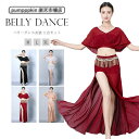 ベリーダンス 衣装 セット レッスン着 練習着 レディース 薄手 ダンス衣装 ドルマンスリーブ トップス ロングスカート アンダーショーツ付き 上下セットアップ...