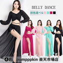ベリーダンス 衣装 セットアップ レッスン着 練習着 発表会 舞台ステージ衣装 シースルー 長袖 トップス ロング丈 スリットオーバー スパンコール フリンジス...