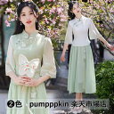 中華服 チャイナドレス 春夏 唐装 日常着 改良 漢服 女性 大人用 花 刺繍 薄手 おしゃれ 普段着 パーティードレス 華流 コスプレ衣装 イベント 学園祭 文化祭 時代劇 中国 民国風 茶芸服 演奏 舞台ステージ衣装 上下2点セット トップス+スカート 写真撮影 白 緑 M~3XL