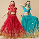 豪華 ベリーダンス ダンス衣装 セット 大人 半袖 演出服 鮮やか 舞台ステージ衣装 上下2点~7点セット アラジン 仮装 変装 レディース へそ出し トップス...