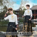 コスチューム 変装 高級感 漢服 メンズ コスプレ衣装 男性用 中華服 大人 華流 中国風 明王朝 舞台ステージ衣装 チャイナ服 上下2~3点セット 長袖 鳳凰柄 ジャカード生地トップス 巻きスカート 革 腕カバー イベント 学園祭 文化祭 時代劇 カンフー 武術 仮装 黒白 S~4XL