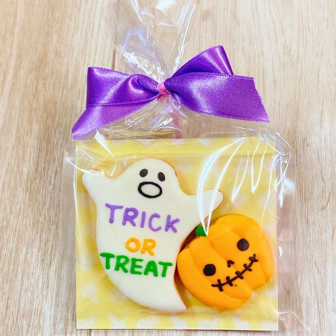 【おばけとかぼちゃ】アイシングクッキー　リボン付き halloween ハロウィンクッキー プチギフト お配り プレゼント お菓子 クッキー