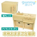 福袋 punnyほいく アイランド キッチン【L】 ＆ 電子レンジ キッズ 子ども ダンボール 遊具 日本製 段ボール キット 組み立て 子供 お..