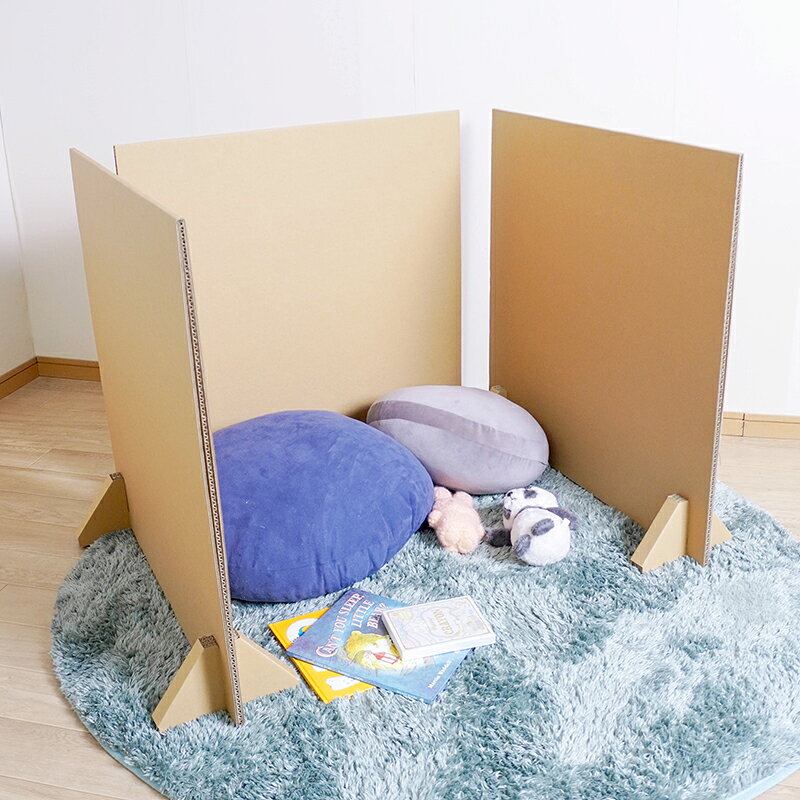 punny ほいく ダンボール パーテーション 3枚【無地】Lサイズ 日本製 段ボール 子供 部屋 置くだけ 自立 キッズルーム 廃棄簡単 リサイクル シンプル 仕切り 間切り 個室 囲い ゲート とおせんぼ 赤ちゃん 休園 自粛 リモート ワーク ウィルス 対策 飛沫 感染 防止 テレビ punny-10000354 punny楽天市場店 サンプル画像3