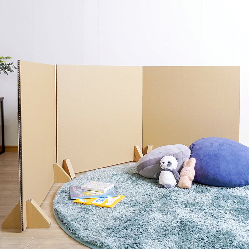 punny ほいく ダンボール パーテーション 3枚【無地】Lサイズ 日本製 段ボール 子供 部屋 置くだけ 自立 キッズルーム 廃棄簡単 リサイクル シンプル 仕切り 間切り 個室 囲い ゲート とおせんぼ 赤ちゃん 休園 自粛 リモート ワーク ウィルス 対策 飛沫 感染 防止 テレビ punny-10000354 punny楽天市場店 サンプル画像2