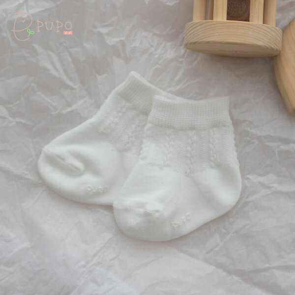 PUPO 赤ちゃんの靴下 ニット編み 新生児 ホワイト 7-9cm 日本製【メール便OK 02 】