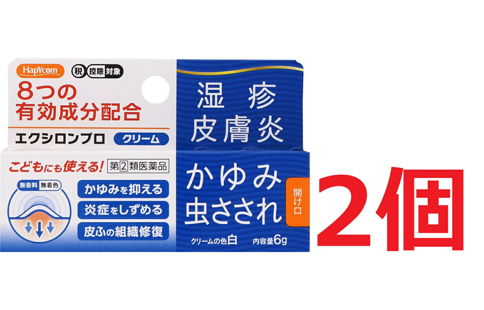 ※ご購入時の問診事項について、【購入不可】を選択されている場合は、 当店にて後ほどご注文のキャンセル手続きを取らせていただきます。 あらかじめご了承くださいませ。 【配送に関する注意事項】 ●お届けはヤマト運輸・メール便（ポスト投函）又は日本郵便のゆうパケット（ポスト投函）の使用となりますので、 お届けまでに1〜2週間のお時間頂く場合がございます。※配送業者はご指定頂けません。 ●配送中、箱潰れが発生する可能性がございます。あらかじめご了承ください。 ●決済方法として、代金引換はご利用頂けません。 ●日時指定、お届けの時間指定はご利用頂けません。 ●メール便配送不可の商品とご一緒にご注文の場合は、宅配便配送に変更となり、別途送料をいただきます。 ●商品が紛失、未着、破損した場合でも、補償の対象となりませんのでご注意ください。 【商品説明】鎮痒消炎薬エクシロンプロクリームは、アンテドラッグステロイド（PVA）を含む8つの有効成分を配合し、かゆみ・湿疹・虫さされなどの症状にすぐれた効果を発揮します。べたつかないクリームタイプです。「アンテドラッグ」とは皮膚表面の患部で効果を発揮したのち、体内に吸収されると作用の弱い物質に変化する性質を持つ成分です。○アンテドラッグステロイド成分「プレドニゾロン吉草酸エステル酢酸エステル（PVA）」が、湿疹・皮膚炎等の炎症を鎮めます。○3つのかゆみ止め成分「ジフェンヒドラミン塩酸塩、クロタミトン、リドカイン」が、湿疹・虫さされ等に伴うかゆみを抑えます。○抗炎症成分である「グリチルレチン酸」が、炎症を鎮め、かゆみのもとを抑えます。○血行促進成分である「トコフェロール酢酸エステル」が、皮膚の血行を促進し、治療効果を高めます。○組織修復成分である「アラントイン」が、痛んだ皮膚の組織を修復します。○殺菌成分である「イソプロピルメチルフェノール」が、患部の感染を防ぎ、二次感染による悪化を防ぎます。【使用期限】使用期限半年以上の商品を販売しております【効能・効果】かゆみ、湿疹、虫さされ、皮膚炎、かぶれ、あせも、じんましん【成分】1g中成分・・・分量・・・作用プレドニゾロン吉草酸エステル酢酸エステル・・・1.5mg・・・アンテドラッグステロイド成分の1つで、湿疹・皮膚炎等の炎症を鎮めます。グリチルレチン酸・・・5mg・・・抗炎症作用により、炎症を鎮めます。ジフェンヒドラミン塩酸塩・・・20mg・・・抗ヒスタミン作用により、かゆみを抑えます。クロタミトン・・・50mg・・・温感神経に作用して、かゆみを抑えます。リドカイン・・・20mg・・・局所麻酔作用により、かゆみを抑えます。トコフェロール酢酸エステル・・・10mg・・・皮膚の血行を促進し、治療効果を高めます。アラントイン・・・2mg・・・痛んだ皮膚の組織を修復します。イソプロピルメチルフェノール・・・1mg・・・殺菌作用により、患部の感染を防ぎ、二次感染による悪化を防ぎます。添加物として、セトステアリルアルコール、中鎖脂肪酸トリグリセリド、ポリオキシエチレン硬化ヒマシ油、モノステアリン酸グリセリン、プロピレングリコール、ヒドロキシエチルセルロース、エデト酸Na、パラベン、リン酸、水酸化ナトリウム、ジブチルヒドロキシトルエンを含有します。【用法・用量】1日数回、適量を患部に塗擦してください。【使用上の注意】してはいけないこと（守らないと現在の症状が悪化したり、副作用が起こりやすくなります）1．次の部位には使用しないでください。（1）水痘（水ぼうそう）、みずむし・たむし等又は化膿している患部（2）目の周囲、粘膜等2．顔面には、広範囲に使用しないでください。相談すること1．次の人は使用前に医師、薬剤師又は登録販売者に相談してください。（1）医師の治療を受けている人（2）妊婦又は妊娠していると思われる人（3）薬などによりアレルギー症状を起こしたことがある人（4）患部が広範囲の人（5）湿潤やただれのひどい人2．使用後、次の症状があらわれた場合は副作用の可能性があるので、直ちに使用を中止し、この文書を持って医師、薬剤師又は登録販売者に相談してください。関係部位・・・症状皮膚・・・発疹・発赤、かゆみ、はれ、かぶれ、乾燥感、刺激感、熱感、ヒリヒリ感皮膚（患部）・・・みずむし・たむし等の白癬、にきび、化膿症状、持続的な刺激感3．5〜6日間使用しても症状がよくならない場合は使用を中止し、この文書を持って医師、薬剤師又は登録販売者に相談してください。3．長期連用しないでください。【保管及び取扱い上の注意】（1）本剤のついた手で、目など粘膜に触れないでください。（2）高温をさけ、直射日光の当たらない湿気の少ない涼しい所に密栓して保管してください。（3）小児の手の届かない所に保管してください。（4）他の容器に入れ替えないでください（誤用の原因になったり品質が変わります。）。（5）使用期限を過ぎた製品は使用しないでください。なお、使用期限内であっても、開封後は品質保持の点からなるべく早くご使用ください。【発売元、製造元、輸入元又は販売元】万協製薬株式会社「お客様相談室」TEL0598-30-5376広告文責：株式会社ププレひまわり（084-920-2250）