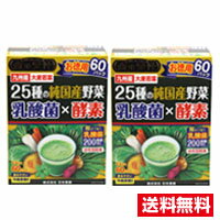 ■2個セット・送料無料■金の青汁　25種の純国産野菜　乳酸菌×酵素　210g（3.5g×60パック）日本薬健　野菜不足